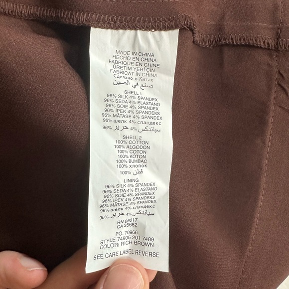 Host pick - Bebe - Brown Silk Midi Button Up dress with cotton detail - L - EUC - Picture 3 of 5